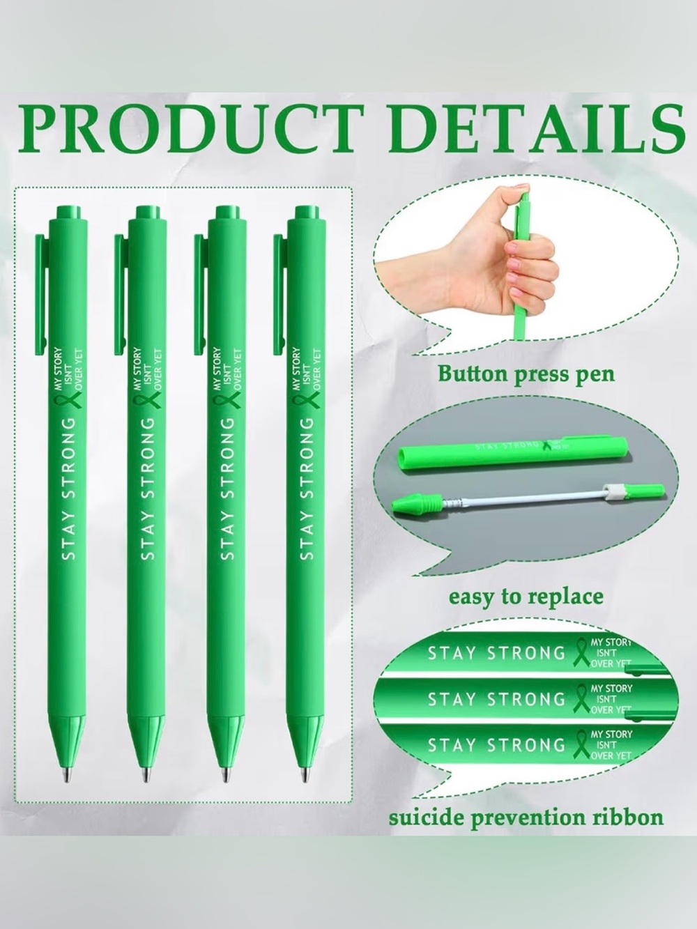 Motivational Reminder BUNDLE: Stay Strong Pen, Mini Notepad, 6 Random Stickers - Picture 3 of 4